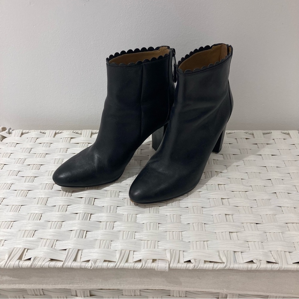 Coach Scallop Trim Heeled Booties